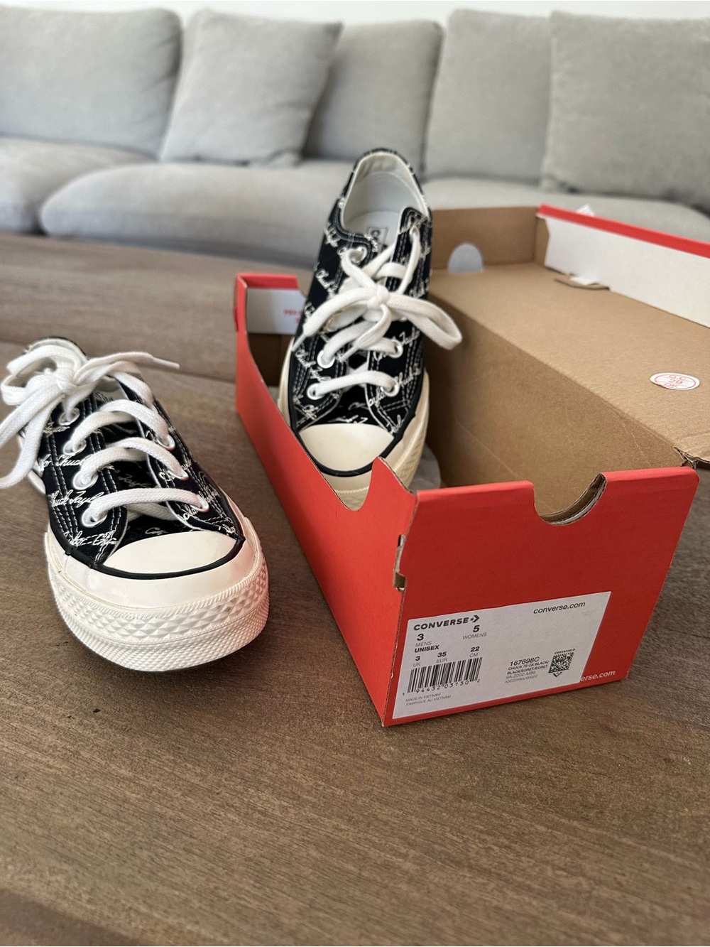Converse Black White Script Low-Top Sneakers